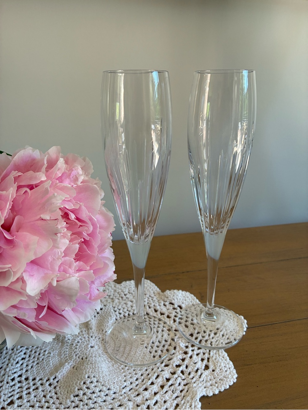 Waterford Marquis ATRIA Lead Crystal Champagne Flute Pair 9.5"H New No Box